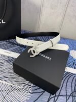 CHANEL 25S BELT 30 MM IN WHITE CALFSKIN WITH SILVER HARDWARE 615098 - Image 13