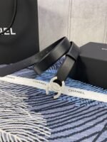 CHANEL 25S BELT 30 MM IN BLACK CALFSKIN WITH SILVER HARDWARE 615100 - Image 3