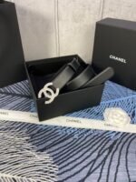 CHANEL 25S BELT 30 MM IN BLACK CALFSKIN WITH SILVER HARDWARE 615100 - Image 5