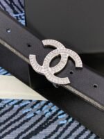 CHANEL 25S BELT 30 MM IN BLACK CALFSKIN WITH SILVER HARDWARE 615100 - Image 4
