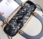 LADY 24 BASKET BAG IN BLACK OBLIQUE JACQUARD MIX BEIGE WICKER - Image 8