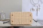 LADY 24 BASKET BAG IN BLACK OBLIQUE JACQUARD MIX BEIGE WICKER - Image 16