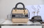 LADY 24 BASKET BAG IN BLACK OBLIQUE JACQUARD MIX BEIGE WICKER - Image 2