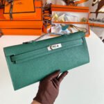 KELLY CUT 31 IN GREEN FOREST CALFSKIN WITH SILVER HARDWARE - Image 4
