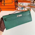 KELLY CUT 31 IN GREEN FOREST CALFSKIN WITH SILVER HARDWARE - Image 12
