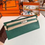 KELLY CUT 31 IN GREEN FOREST CALFSKIN WITH SILVER HARDWARE - Image 10