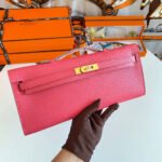 KELLY CUT 31 IN WATERMELON PINK CALFSKIN WITH GOLD HARDWARE - Image 12