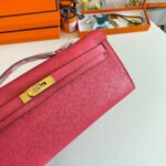 KELLY CUT 31 IN WATERMELON PINK CALFSKIN WITH GOLD HARDWARE - Image 5