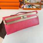 KELLY CUT 31 IN WATERMELON PINK CALFSKIN WITH SILVER HARDWARE - Image 9