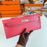 KELLY CUT 31 IN WATERMELON PINK CALFSKIN WITH SILVER HARDWARE - Image 4