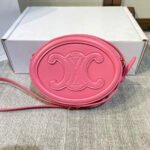 OVAL PURSE BAG 20 IN ROUGE PINK CALFSKIN - Image 9