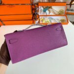 KELLY CUT 31 IN VIOLET PURPLE CALFSKIN WITH GOLD HARDWARE - Image 14