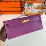 KELLY CUT 31 IN VIOLET PURPLE CALFSKIN WITH GOLD HARDWARE - Image 2