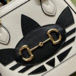 GGxADIDAS HORSEBIT 1955 TOTE BAG 20 WITH WEB STRAP IN WHITE MIX BLACK CALFSKIN GOLD HARDWARE - Image 4