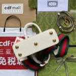 GGxADIDAS HORSEBIT 1955 TOTE BAG 20 WITH WEB STRAP IN WHITE MIX BLACK CALFSKIN GOLD HARDWARE - Image 8