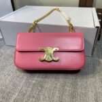 CHAIN EMBOSSED ARMPIT BAG 20 IN WATERMELON PINK CALFSKIN - Image 10