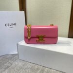 CHAIN EMBOSSED ARMPIT BAG 20 IN WATERMELON PINK CALFSKIN - Image 9