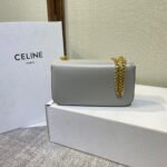 CHAIN EMBOSSED ARMPIT BAG 20 IN STONE GRAY CALFSKIN - Image 10