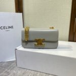 CHAIN EMBOSSED ARMPIT BAG 20 IN STONE GRAY CALFSKIN - Image 8