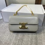 CHAIN EMBOSSED ARMPIT BAG 20 IN STONE GRAY CALFSKIN - Image 9