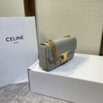 CHAIN EMBOSSED ARMPIT BAG 20 IN STONE GRAY CALFSKIN - Image 11