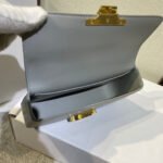 CHAIN EMBOSSED ARMPIT BAG 20 IN STONE GRAY CALFSKIN - Image 7