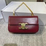 CHAIN EMBOSSED ARMPIT BAG 20 IN WINE RED CALFSKIN - Image 2