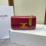 CHAIN EMBOSSED ARMPIT BAG 20 IN WINE RED CALFSKIN - Image 9