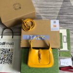 GG JACKIE MINI 19 SHOULDER BAG IN YELLOW CALFSKIN - Image 10