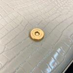 KATE TASSEL 24 CROCODILE PATTERN CALFSKIN WHITE WITH GOLD LOGO - Image 6