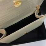 KATE TASSEL 24 CROCODILE PATTERN CALFSKIN WHITE WITH GOLD LOGO - Image 7