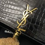 KATE TASSEL 24 CROCODILE PATTERN CALFSKIN BLACK WITH GOLD LOGO - Image 6