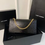 KATE TASSEL 24 CROCODILE PATTERN CALFSKIN BLACK WITH GOLD LOGO - Image 2