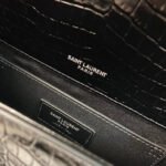 KATE TASSEL 24 CROCODILE PATTERN CALFSKIN BLACK WITH SILVER LOGO - Image 14