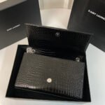 KATE TASSEL 24 CROCODILE PATTERN CALFSKIN BLACK WITH SILVER LOGO - Image 3