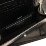 KATE TASSEL 24 CROCODILE PATTERN CALFSKIN BLACK WITH SILVER LOGO - Image 8