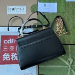 HORSEBIT 1955 MEDIUM TOP HANDLE BAG 29 IN BLACK CALFSKIN GOLD HARDWARE - Image 9