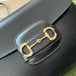 HORSEBIT 1955 MEDIUM TOP HANDLE BAG 29 IN BLACK CALFSKIN GOLD HARDWARE - Image 8
