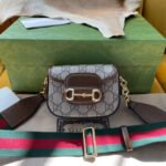 GG 12 HORSEBIT 1955 SUPER MINI BAG BEIGE CANVAS AND EBONY CALFSKIN - Image 10