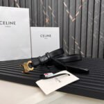 CELINE 25S TRIOMPHE BELT 25MM IN BLACK CALFSKIN 531766 - Image 9