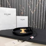 CELINE 25S TRIOMPHE BELT 25MM IN BLACK CALFSKIN 531766 - Image 20