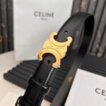 CELINE 25S TRIOMPHE BELT 25MM IN BLACK CALFSKIN 531766 - Image 2