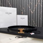 CELINE 25S TRIOMPHE BELT 25MM IN BLACK CALFSKIN 531766 - Image 8