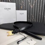 CELINE 25S TRIOMPHE BELT 25MM IN BLACK CALFSKIN 531766 - Image 13