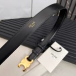 CELINE 25S TRIOMPHE BELT 25MM IN BLACK CALFSKIN 531766 - Image 4