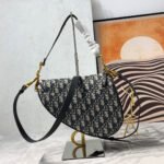 CD Saddle Bag Strap With Strap 25.5cm Blue Obique Embroidery - Image 3