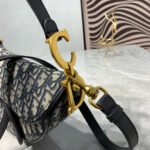 CD Saddle Bag Strap With Strap 25.5cm Blue Obique Embroidery - Image 6