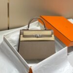 KELLY 28CM IN ETOUPE EPSOM CALFSKIN SLIVER HARDWARE