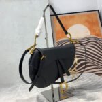 CD Saddle Bag Strap Warm Taupe Grained Black Calfskin - Image 2