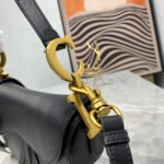 CD Saddle Bag Strap Warm Taupe Grained Black Calfskin - Image 15